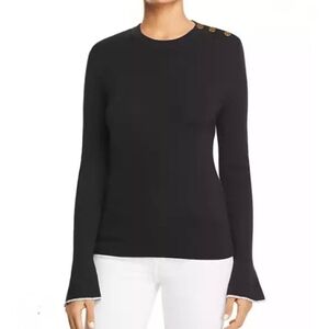Tory Burch Kimberly Merino-Wool Sweater  Black Women’s Flare Sleeves Size M